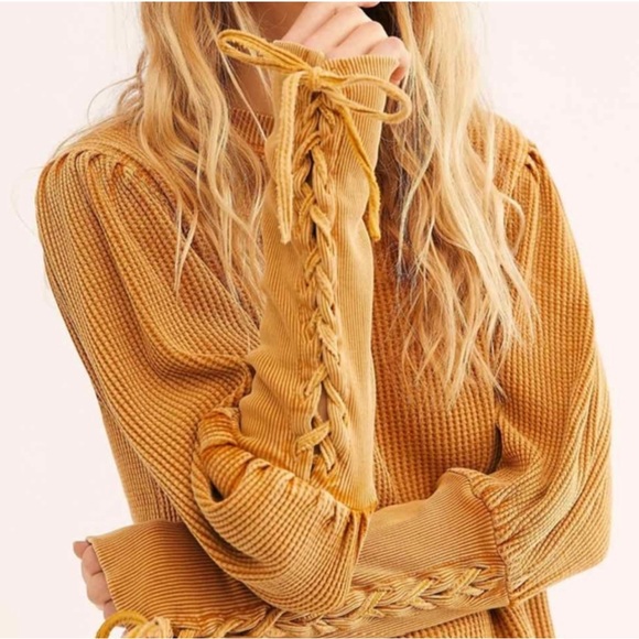 Free People Tops - Free People Tasha  Lace-Up Long Sleeve Thermal